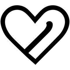 A black and white heart with the letter E on it. The heart is the main focus of the image