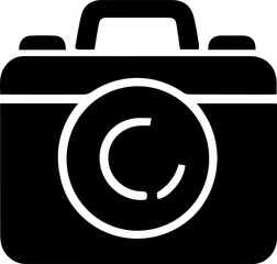 Black and white camera with a white background. The camera is a symbol of capturing memories and moments
