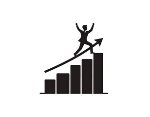Businessman climbing a rising graph