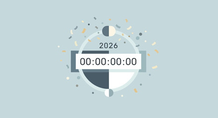 Minimalist Geometric 2026 New Year Countdown Timer Graphic Illustration