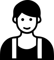 Young man with a black shirt and suspenders is smiling. He is happy and content