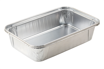 Rectangular aluminum foil baking pan isolated on a transparent background container 2