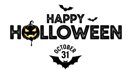 Happy Halloween: The design has text with a pumpkin and bats, embodying the essence of the Halloween season. This design is perfect for the spooky festival and is sure to give a celebratory feeling. 