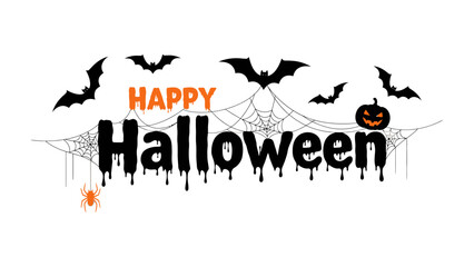 Happy Halloween: A festive digital illustration features a seasonal typography design with a creepy atmosphere, the composition captures the essence of Halloween with a creative typography.