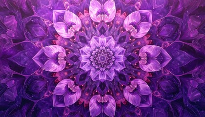 Abstract floral mandala design in shades of purple and pink