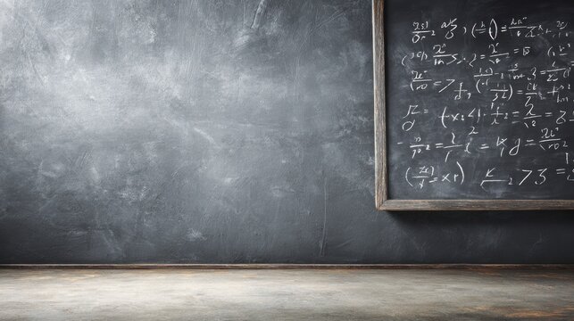 Black chalkboard in wooden frame, multicolored chalks on light background top view. Empty school board, menu board in restaurant, cafe. Free space for your inscription. School student mockup
