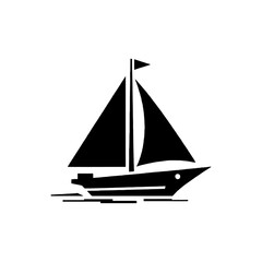 Flat Sailboat Logo Icon – Sea Travel, Sailing Vector Art