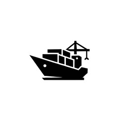 Obraz premium Cargo Ship Icon – Container Vessel Vector Illustration