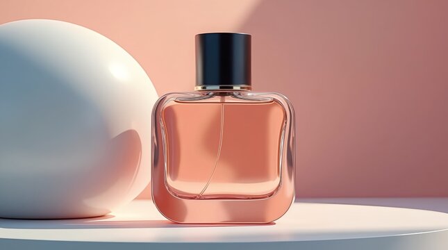 An ultrarealistic, AI-generated perfume bottle product shot with dramatic lighting and a bold contrast, highlighting its premium design for a modern advertising campaign.