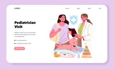 Pediatrician Visit Vector Illustration with Doctor and Child