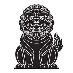 Stylized Foo Dog Silhouette lion statue guardian