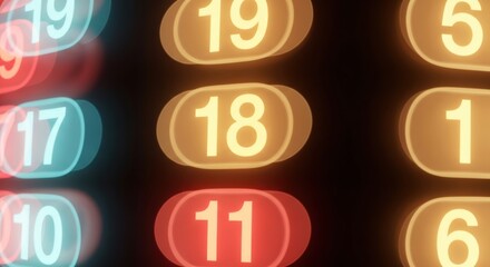 Close-up view of glowing numbers on a panel, possibly an electronic display or control panel.