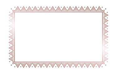 Elegant Rose Gold Geometric Frame on White Background.