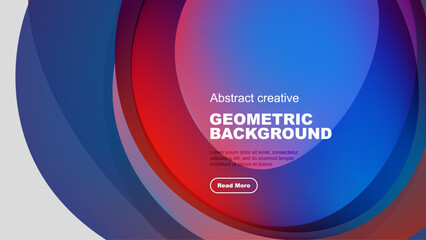 Abstract colorful shapes overlap, creating dynamic geometric background. Text promotes further exploration. Simple, modern design.