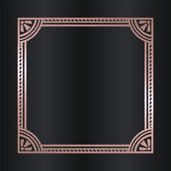 Elegant Rose Gold Square Frame on Black.