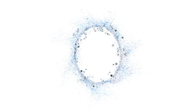 Sparkling blue glitter stars form a circular frame perfect for invitations, cards, or backgrounds. Add your text or logo!