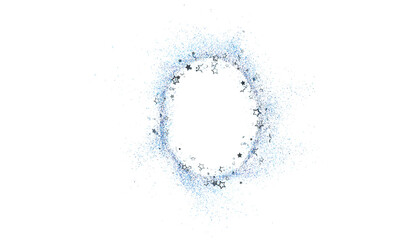 Sparkling blue glitter stars forming a circular frame. Perfect for holiday designs, invitations, and celebrations. Add your text!