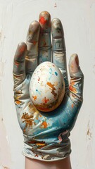 Painted Hand Holding Decorated Egg