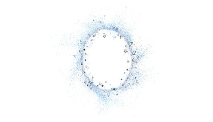 Sparkling blue glitter oval frame with stars, perfect for festive designs, invitations, or social media. Add your text!
