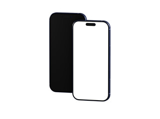 Two sleek smartphones, one black screen, one white. Perfect for app presentations, technology websites, and mobile device marketing.