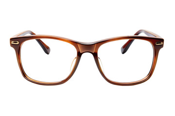 Stylish red-brown eyeglasses on a white background isolated on a transparent background