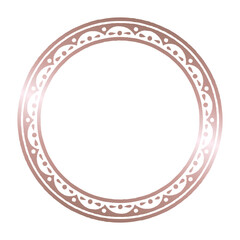 Rose Gold Decorative Circle Frame on White.