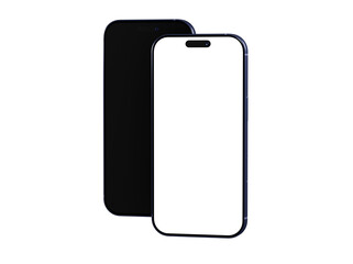 High-quality image of two smartphones, one with a blank screen and one with a black screen, perfect for app presentations or website