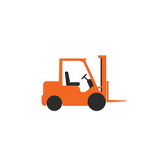 Vibrant Orange Forklift Icon Representing Industrial Material Handling, Logistics, and Warehouse Operations Efficiency.