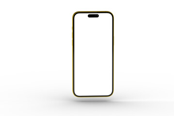 High-quality image of a modern golden smartphone mockup with a blank screen, perfect for app presentations or website designs.