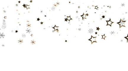 Festive background with gold and silver stars and snowflakes. Perfect for Christmas, New Year, and winter holidays.