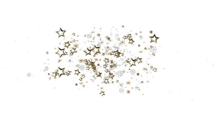 Sparkling gold stars and snowflakes on white. Perfect for holidays, celebration, winter, and magic.