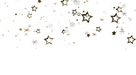 Festive background with gold and silver stars and snowflakes. Perfect for winter holidays, celebrations, and more.