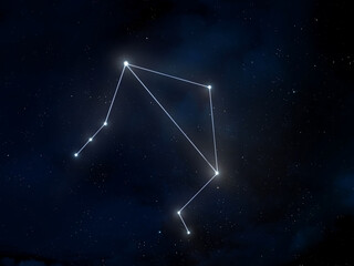 Libra constellation in the night sky. Cluster of stars on a dark background. Zodiac sign.