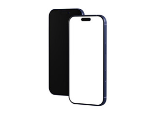 High-quality image of two smartphones, one with a blank screen, perfect for app presentations or technology websites.