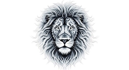 Elegant monochromatic lion portrait showcasing strength and intricate artistic detail