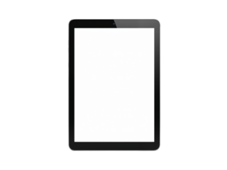 Modern tablet computer displaying blank screen technology mockup device. isolated on transparent background