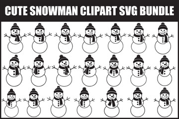 Cute Snowman Clipart SVG Bundle


