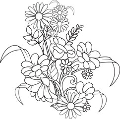 coloring pages, color page, flower, vector, floral, nature, leaf, plant, illustration, spring, art, design, drawing, flowers, decoration, summer, blossom, pattern, bouquet, garden, beauty, branch, pet