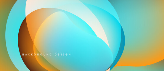 Abstract fluid shapes, vibrant colors blend. Orange, turquoise, brown create dynamic composition. Modern design element for backgrounds.