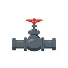 Industrial Pipeline Gate Valve Illustration Essential for Fluid Control in Plumbing and Utility Systems Featuring a Prominent Red Handwheel