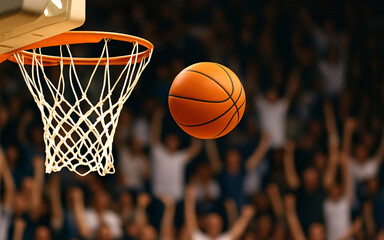Basketball Swish with Blurred Crowd Background, basketball game, Generative ai