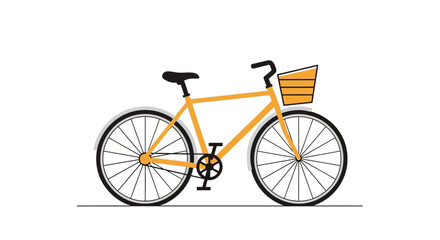 Stylish yellow bicycle with basket, perfect for eco-friendly urban commuting and sustainable lifestyle campaigns, conveying simplicity and healthy living