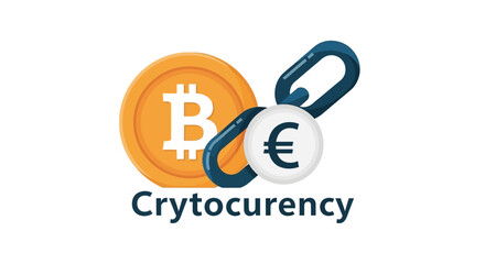 Obraz premium Modern cryptocurrency concept showing Bitcoin and Euro linked together, representing digital finance and global economy with blockchain technology solutions