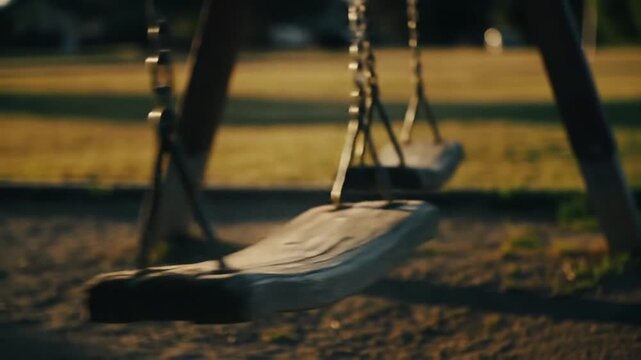 Nostalgic Swings: Capturing Childhood Memories and Peaceful Moments in a Park Setting