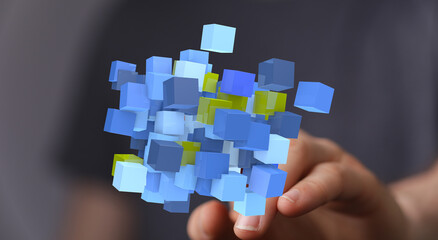 Abstract image of data cubes. Perfect for technology, analytics, and digital concepts.