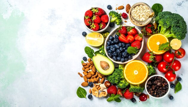 Colorful array of fresh fruits and vegetables - Powered by Adobe