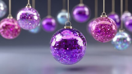 Obraz premium Bunch of Christmas ornaments hanging from a string