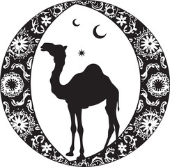 Arabian Camel Silhouette Vector Bundle | Desert Camel Moon Mandala SVG PNG EPS JPG Clipart