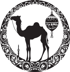 Arabian Camel Silhouette Vector Bundle | Desert Camel Moon Mandala SVG PNG EPS JPG Clipart