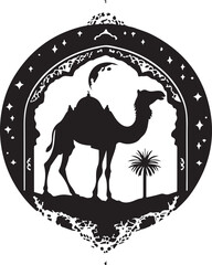 Arabian Camel Silhouette Vector Bundle | Desert Camel Moon Mandala SVG PNG EPS JPG Clipart